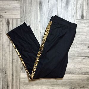 Velvet By Graham & Spencer Black Leopard Side Print Casual Pants Large